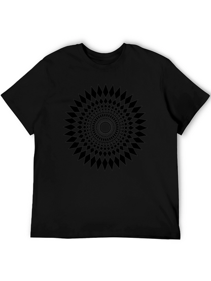 Camiseta Negra con Diseño Geométrico Circular