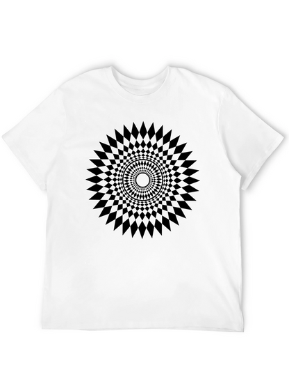 Camiseta Negra con Diseño Geométrico Circular