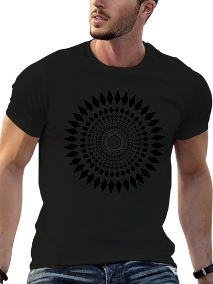 Camiseta Negra con Diseño Geométrico Circular