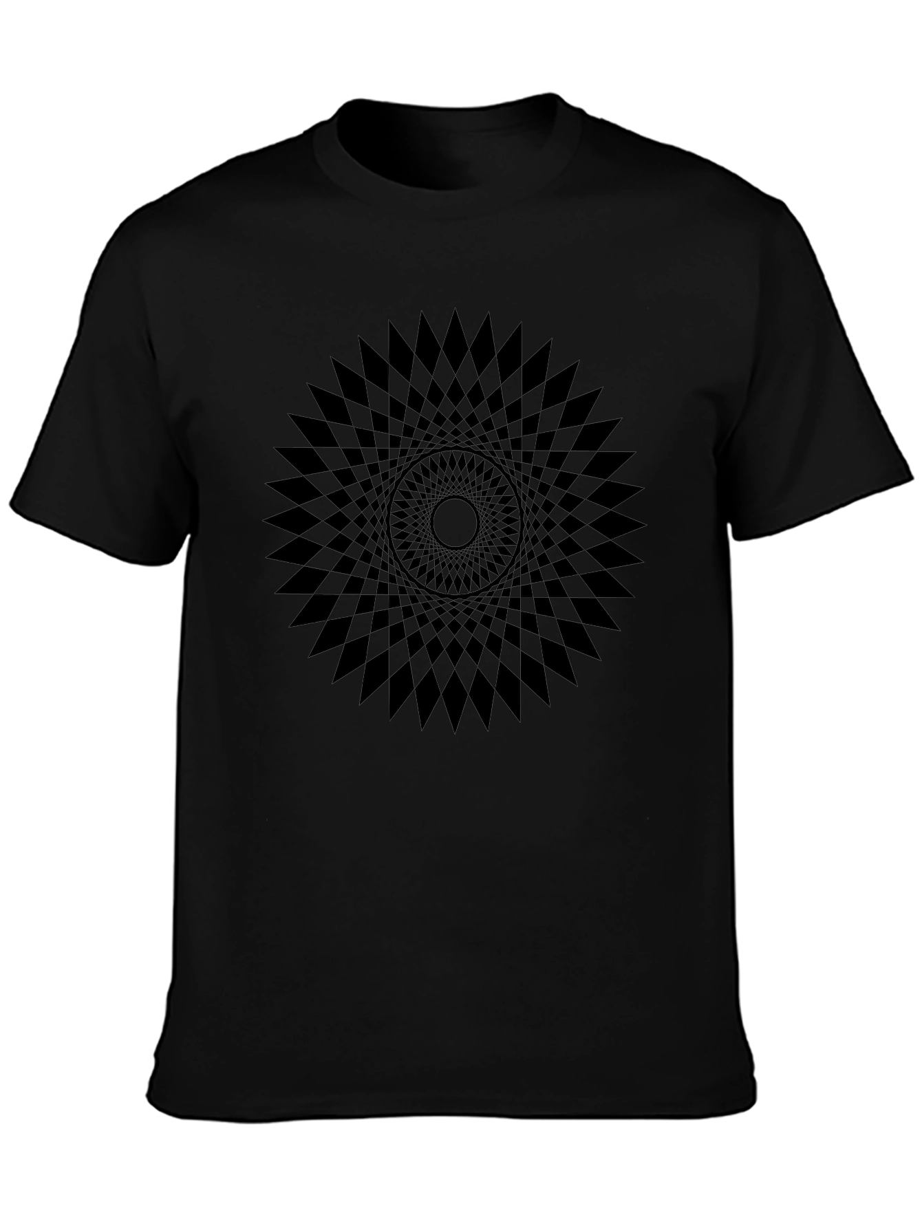 Camiseta Negra con Diseño Geométrico Circular