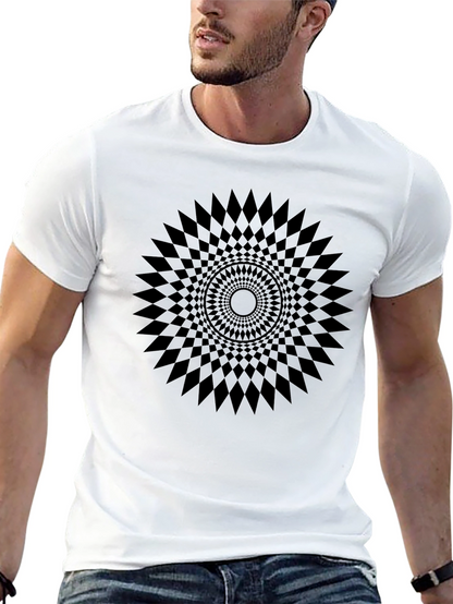 Camiseta Negra con Diseño Geométrico Circular