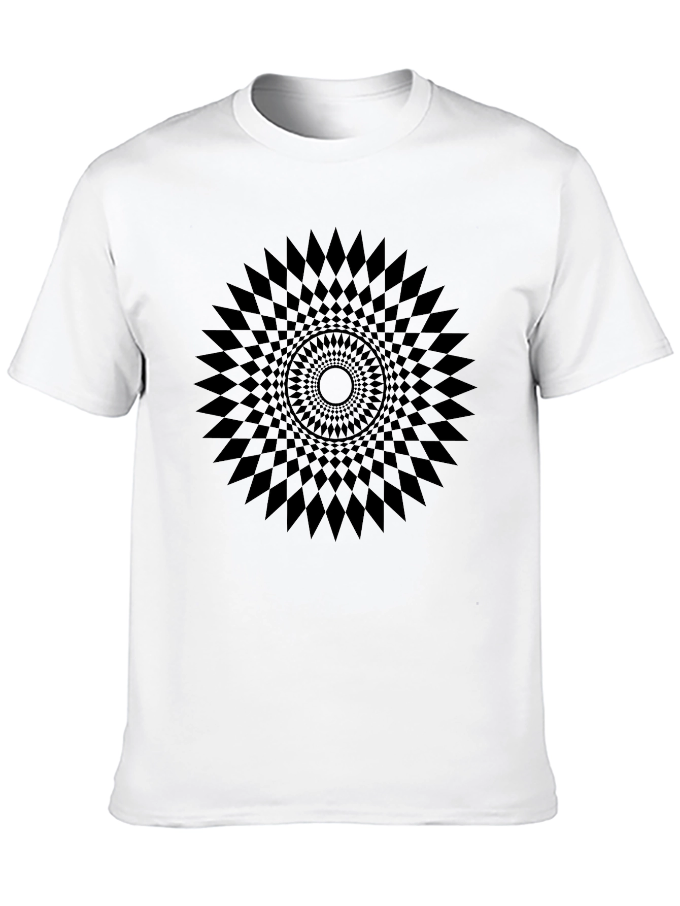 Camiseta Negra con Diseño Geométrico Circular