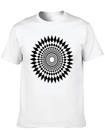 Camiseta Negra con Diseño Geométrico Circular