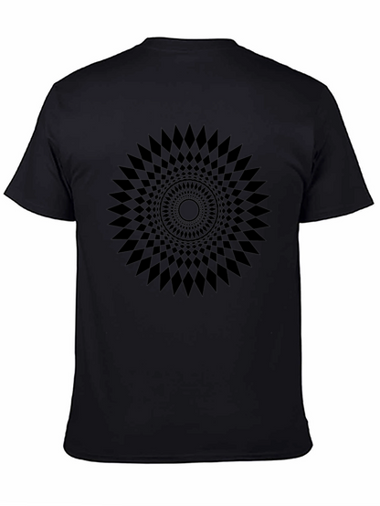 Camiseta Negra con Diseño Geométrico Circular