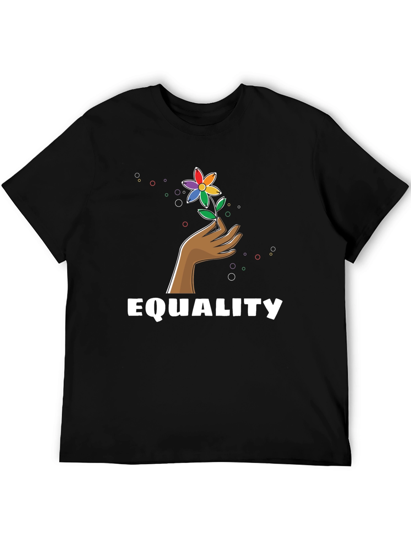 Camiseta Negra Igualdad con Diseño Floral LGBT