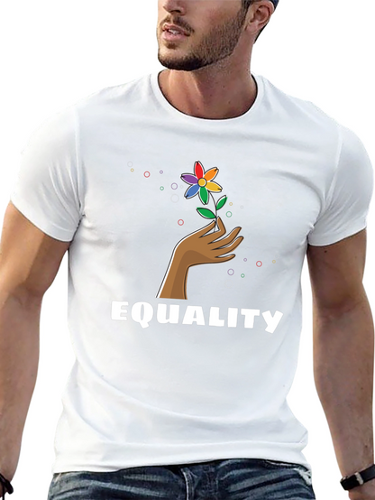 Camiseta Negra Igualdad con Diseño Floral LGBT