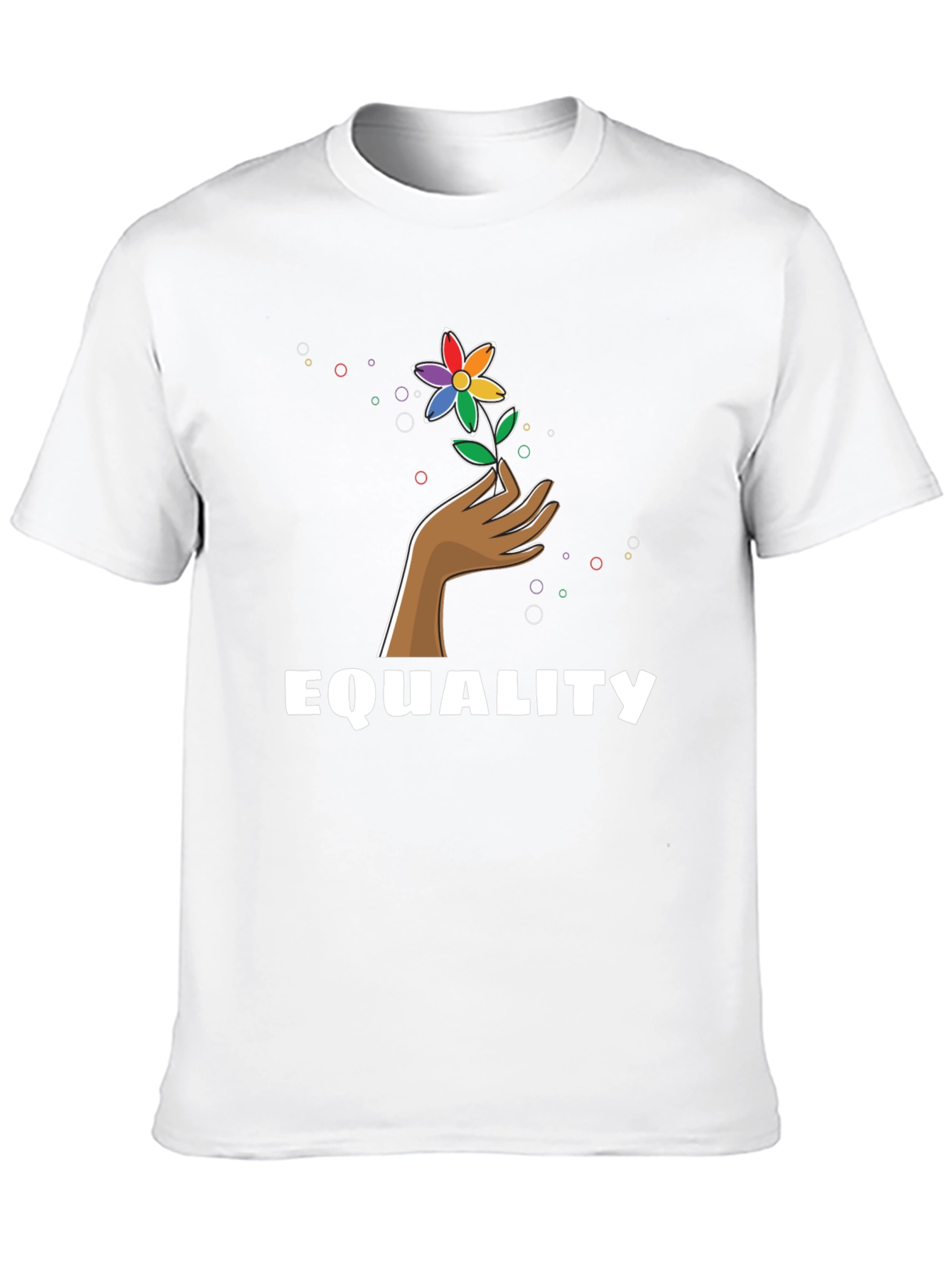 Camiseta Negra Igualdad con Diseño Floral LGBT