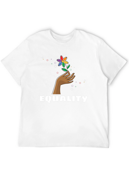 Camiseta Negra Igualdad con Diseño Floral LGBT