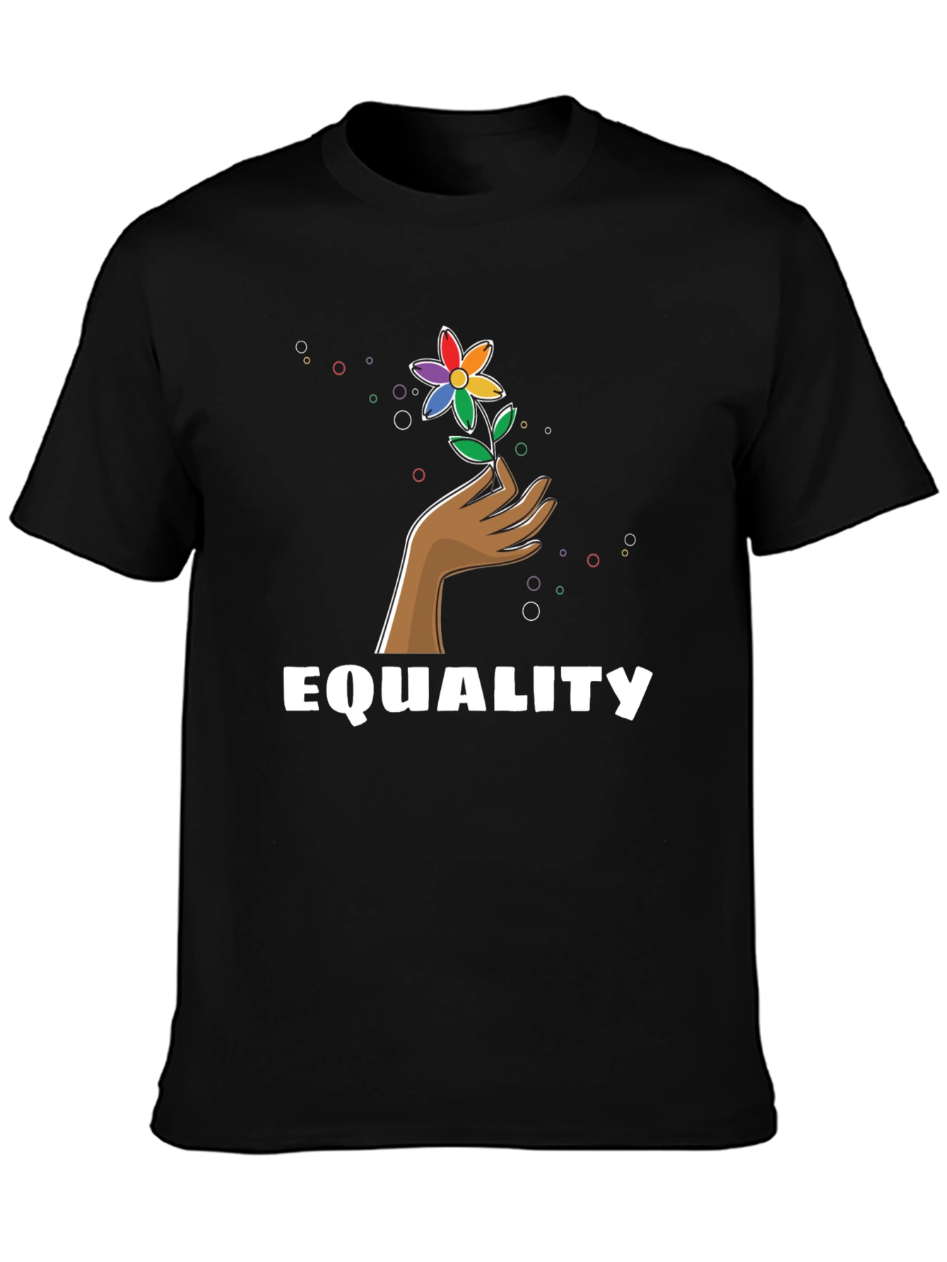 Camiseta Negra Igualdad con Diseño Floral LGBT