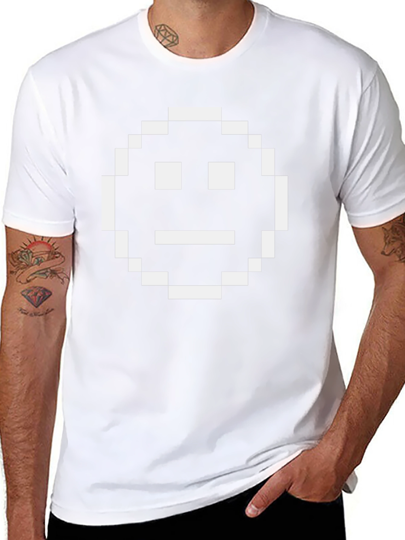 Camiseta Hombre Pixel Art Emoticono Divertido