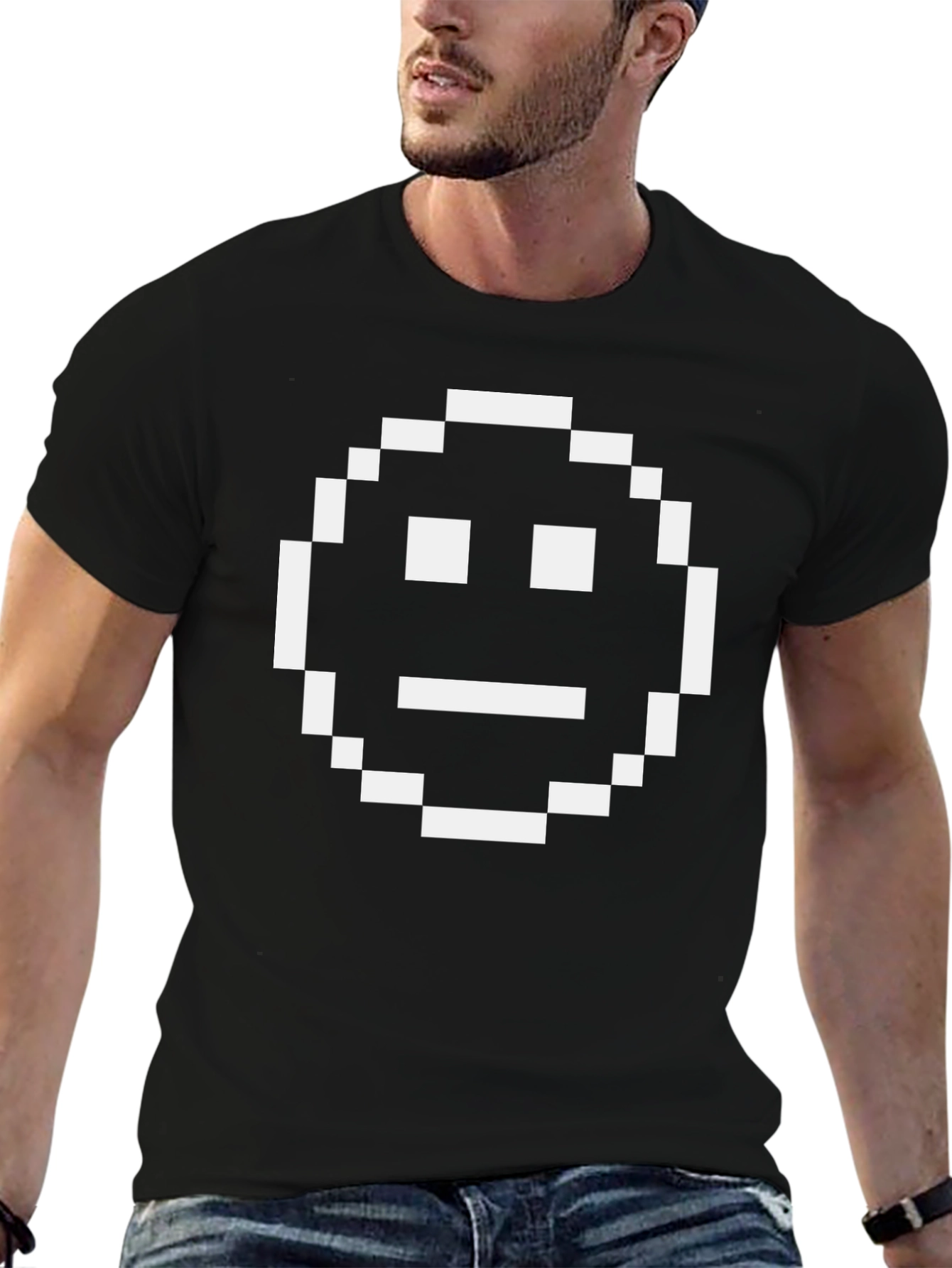 Camiseta Hombre Pixel Art Emoticono Divertido