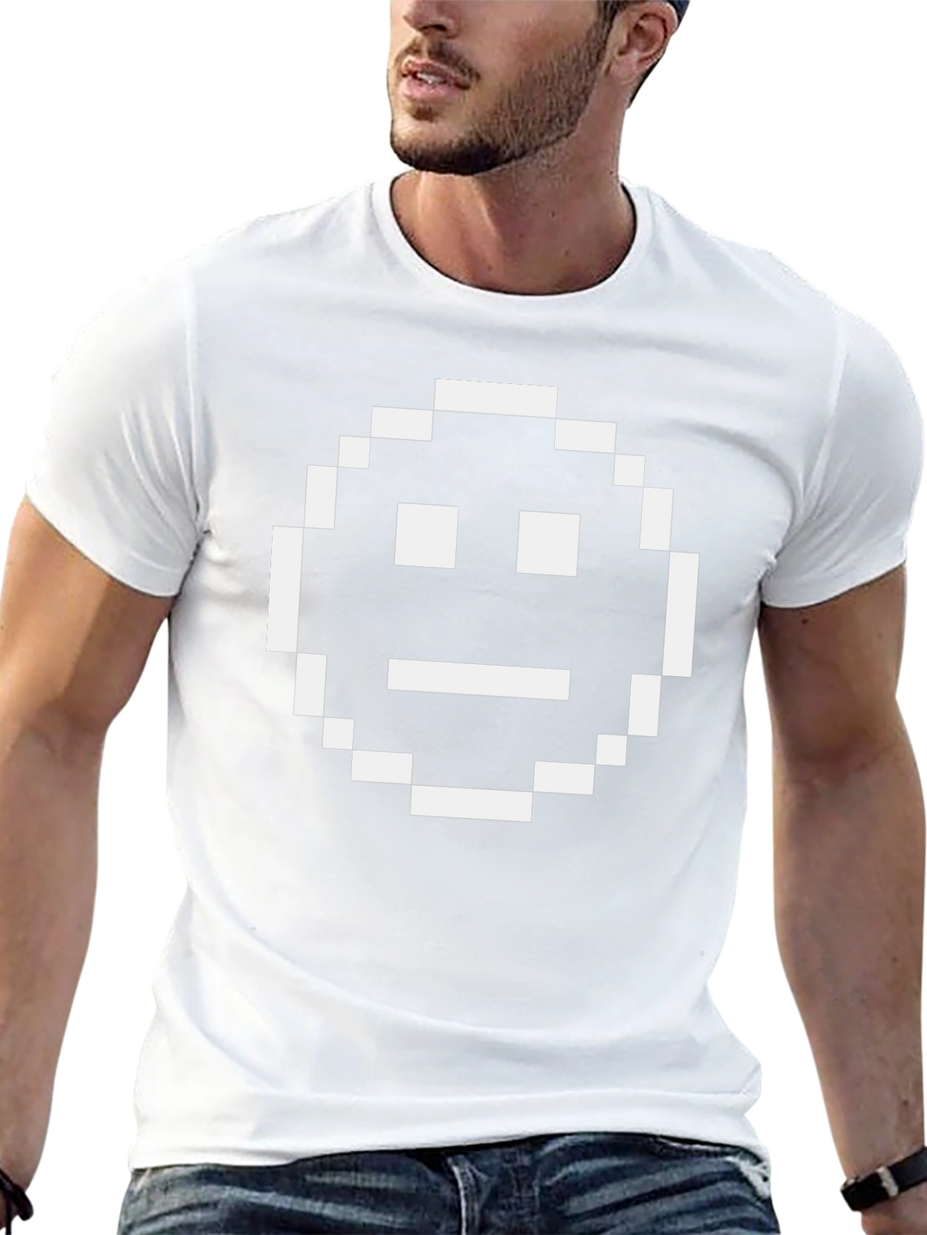 Camiseta Hombre Pixel Art Emoticono Divertido