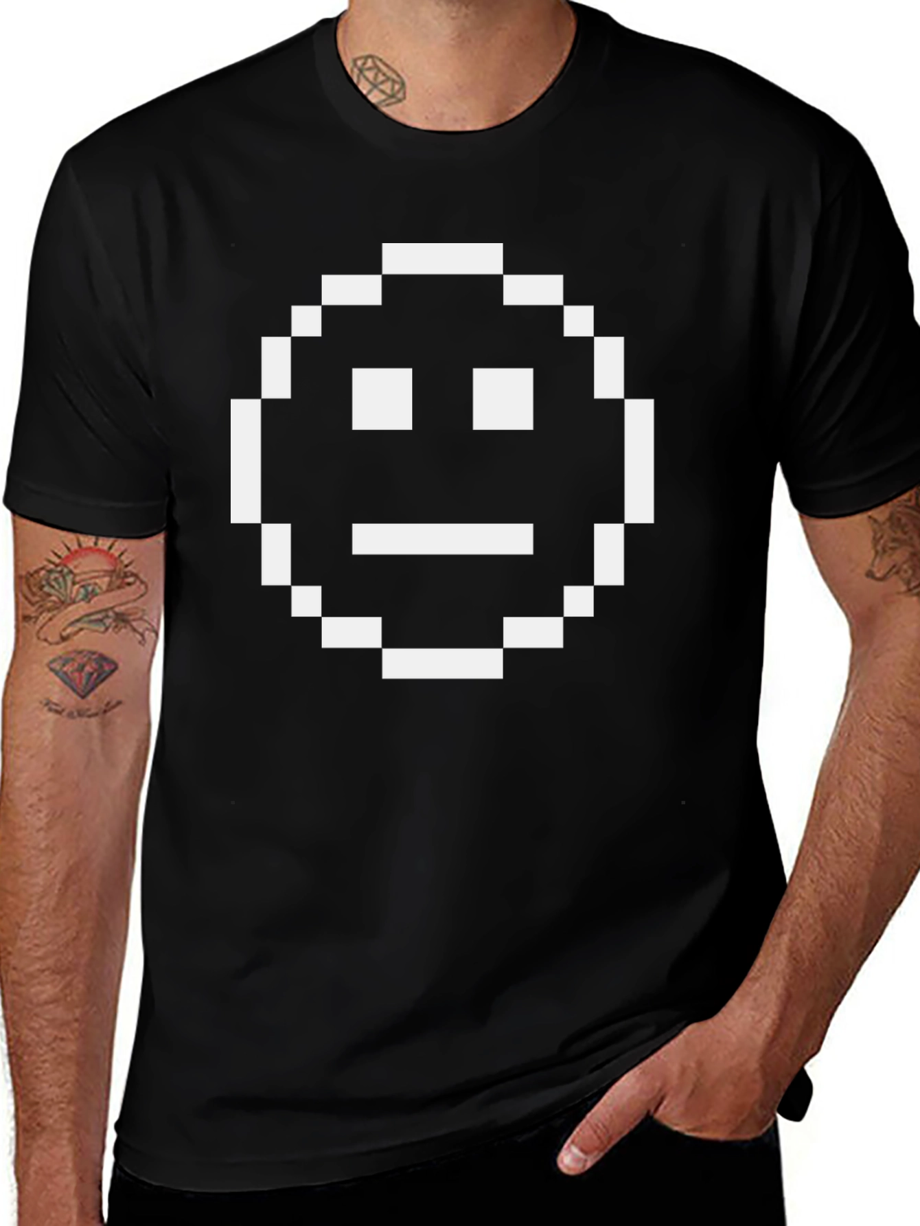 Camiseta Hombre Pixel Art Emoticono Divertido