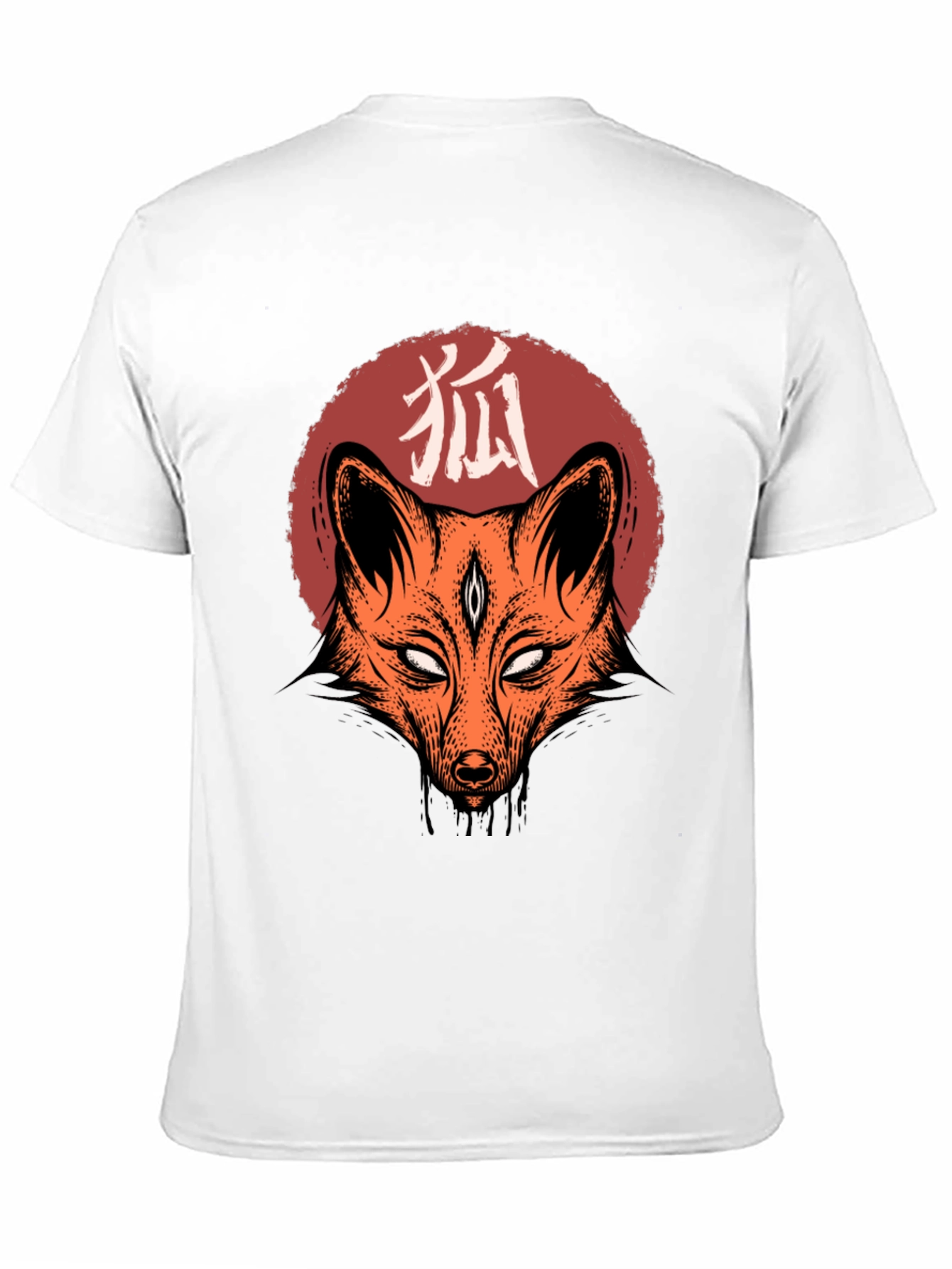 Camiseta Negra con Diseño de Zorro Japonés