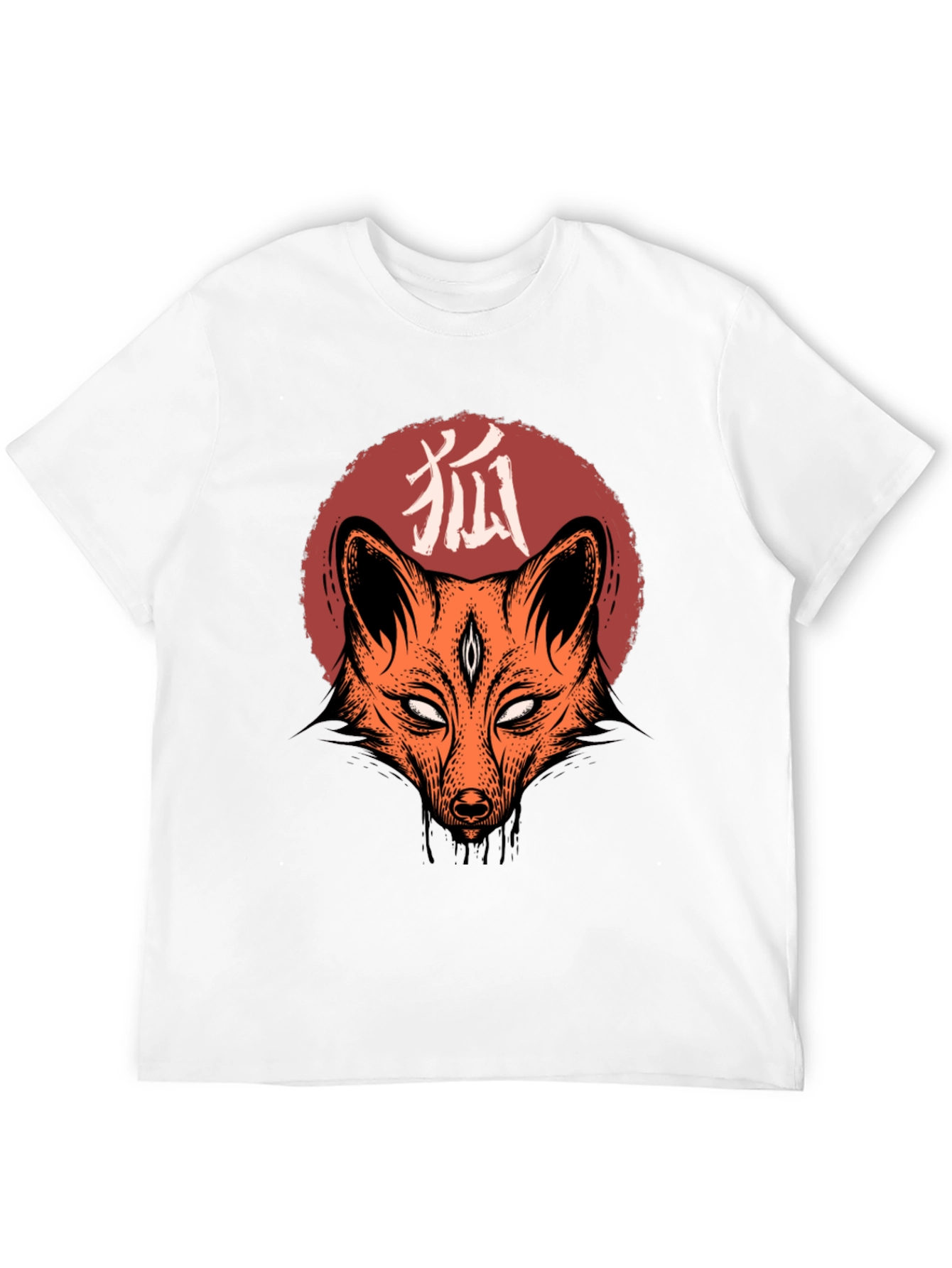 Camiseta Negra con Diseño de Zorro Japonés