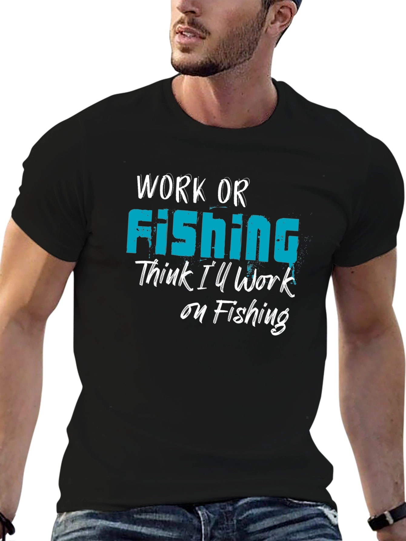 Camiseta Negra Work or Fishing
