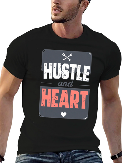 Camiseta Negra Hustle and Heart para Hombre