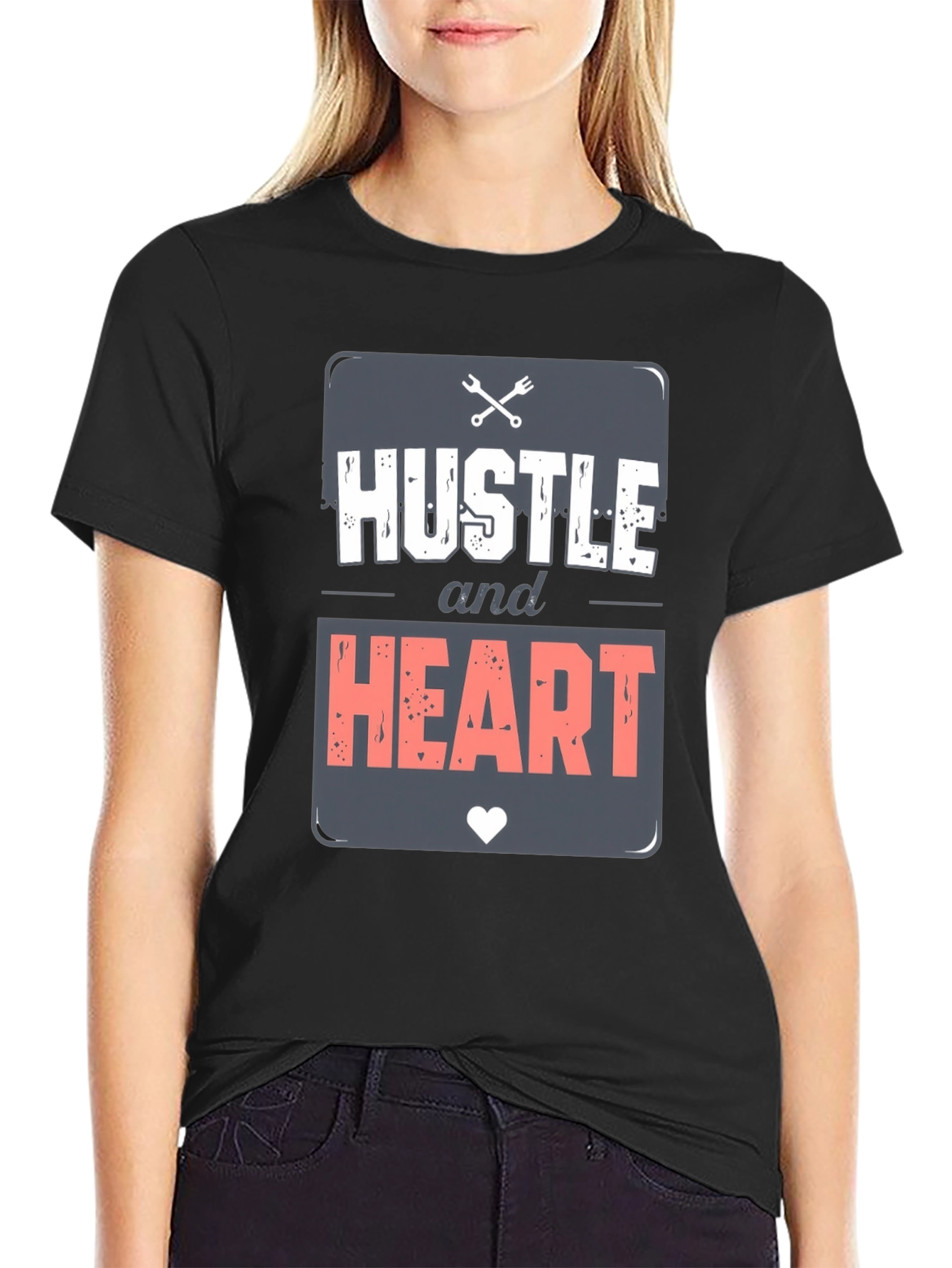 Camiseta Negra Hustle and Heart para Hombre