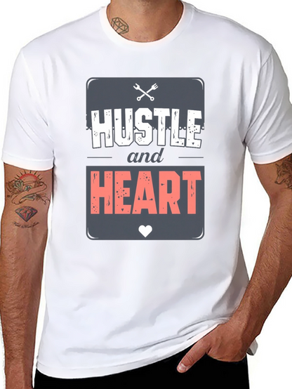Camiseta Negra Hustle and Heart para Hombre