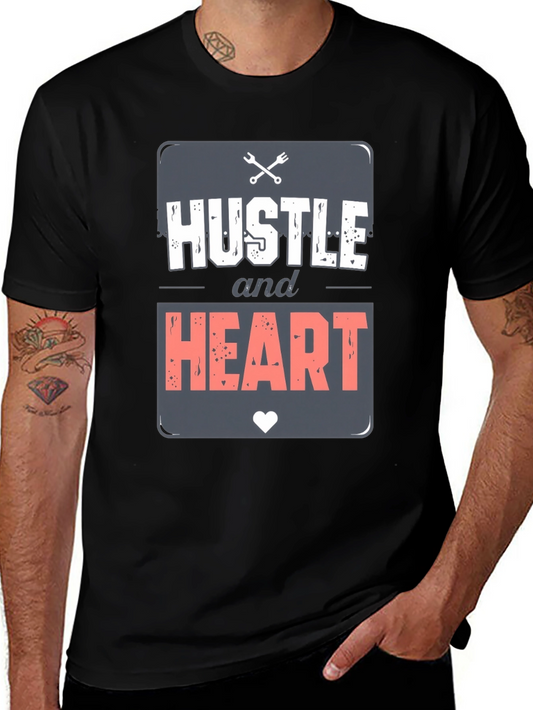 Camiseta Negra Hustle and Heart para Hombre