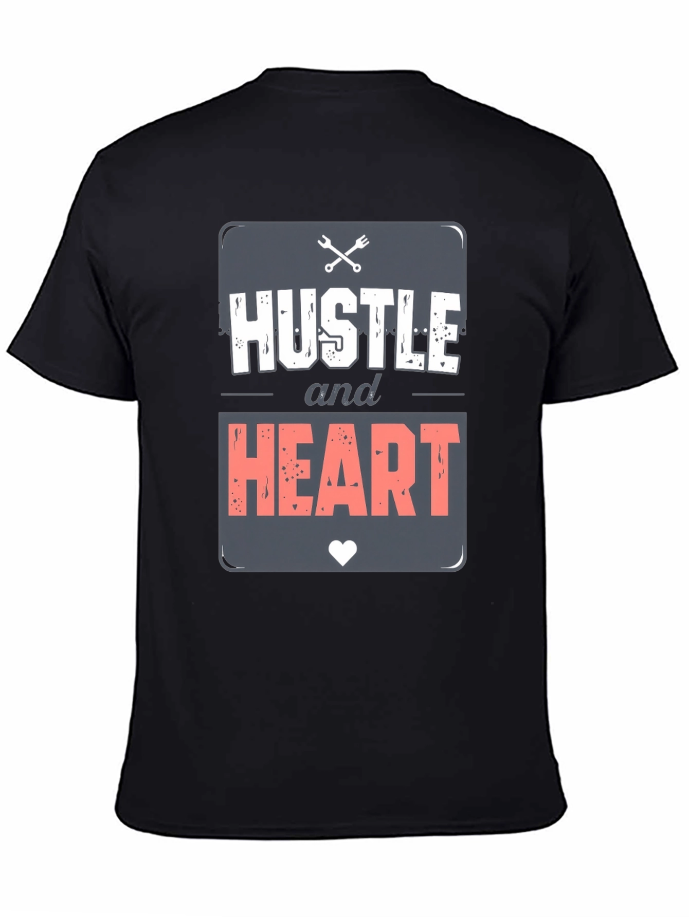 Camiseta Negra Hustle and Heart para Hombre