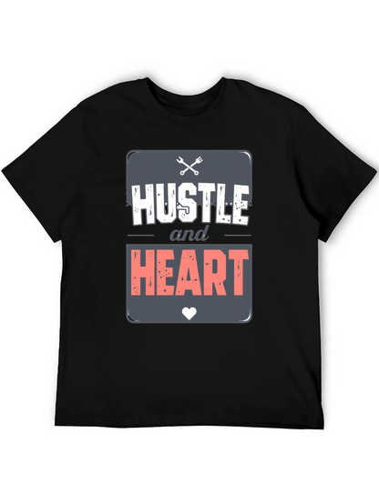 Camiseta Negra Hustle and Heart para Hombre