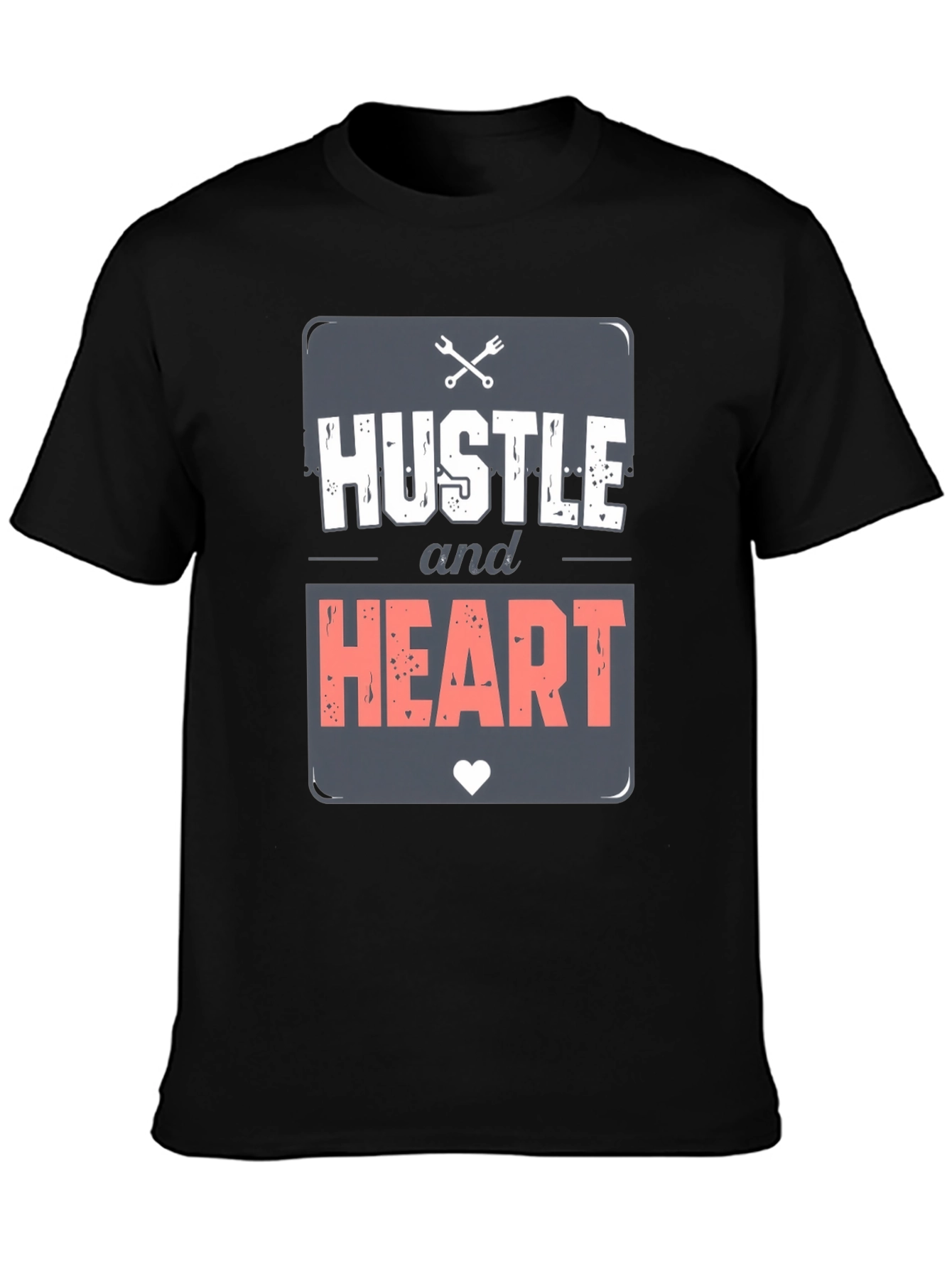 Camiseta Negra Hustle and Heart para Hombre