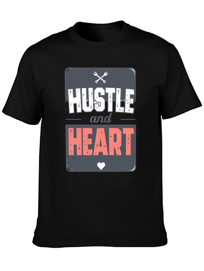 Camiseta Negra Hustle and Heart para Hombre