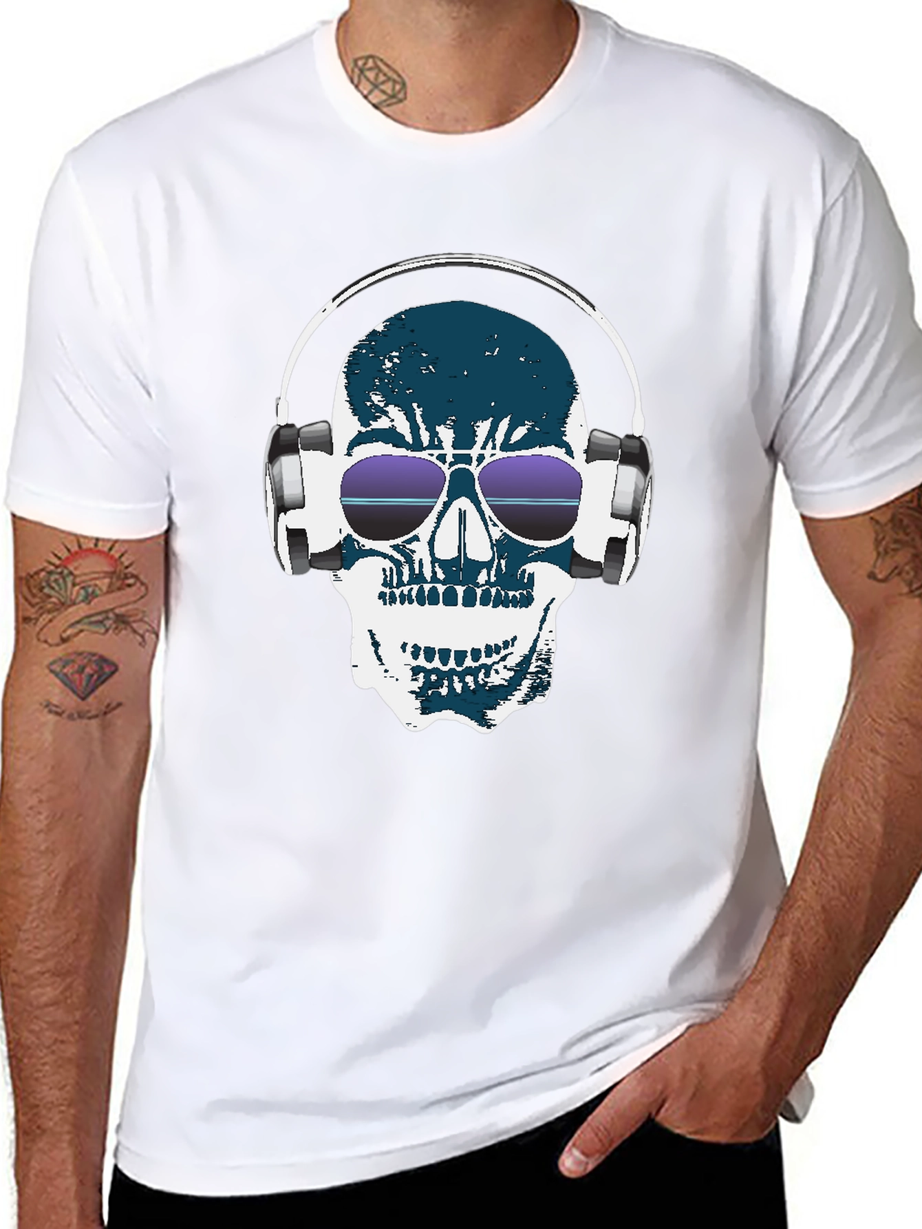 Camiseta Negra con Calavera DJ
