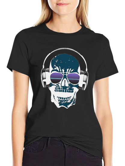 Camiseta Negra con Calavera DJ