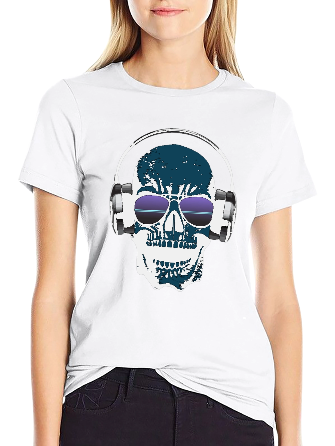 Camiseta Negra con Calavera DJ