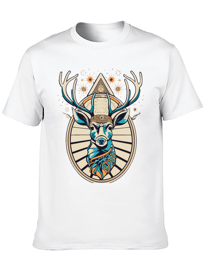 Camiseta Negra con Diseño de Ciervo Místico