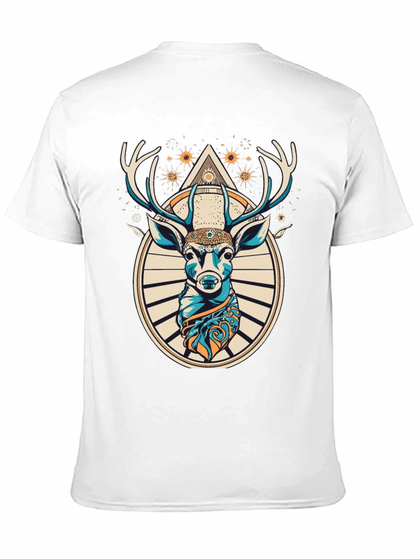 Camiseta Negra con Diseño de Ciervo Místico