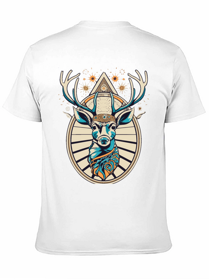 Camiseta Negra con Diseño de Ciervo Místico