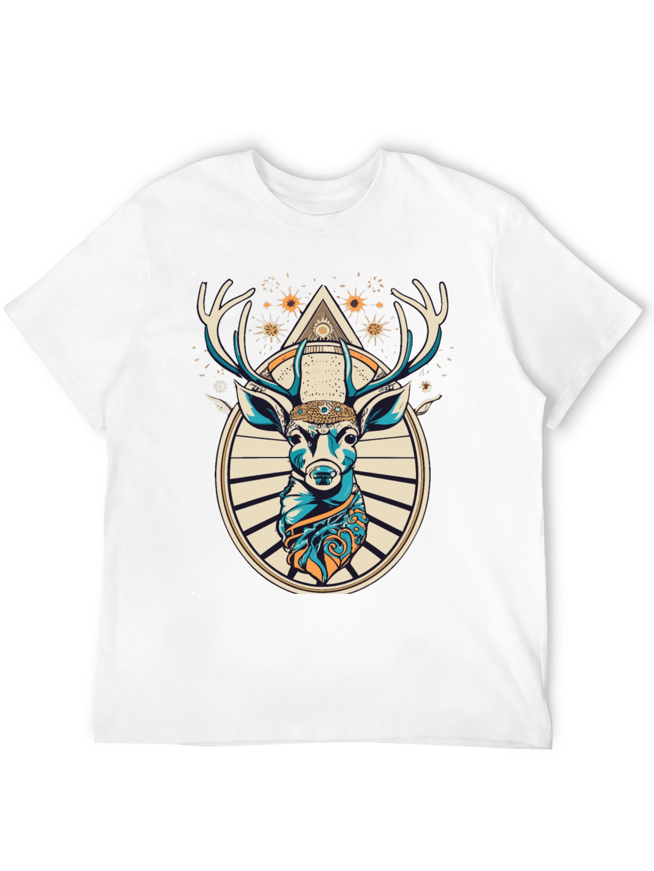 Camiseta Negra con Diseño de Ciervo Místico