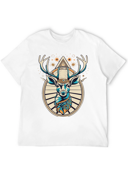 Camiseta Negra con Diseño de Ciervo Místico