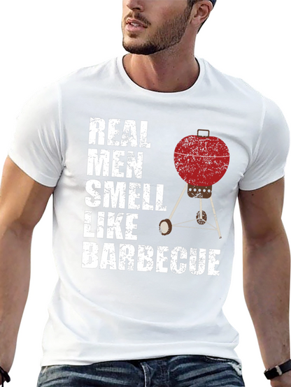 Camiseta Hombre Real Men Smell Like Barbecue