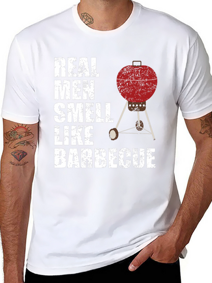 Camiseta Hombre Real Men Smell Like Barbecue