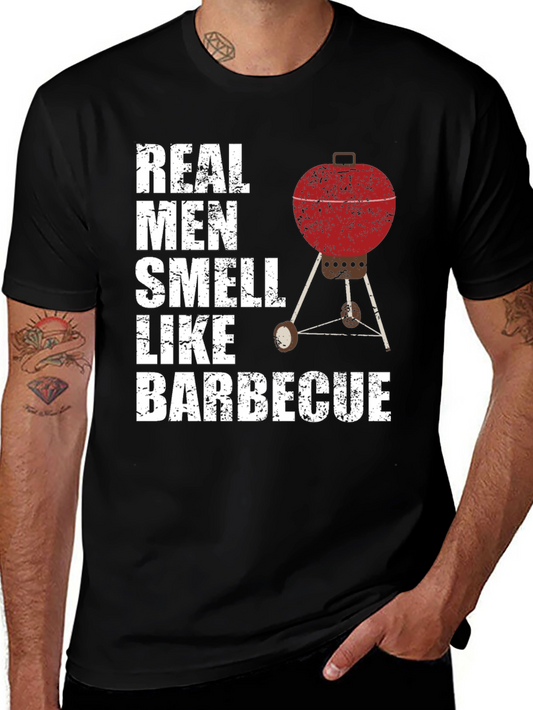 Camiseta Hombre Real Men Smell Like Barbecue