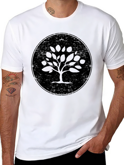 Camiseta Negra con Diseño de Árbol Circular