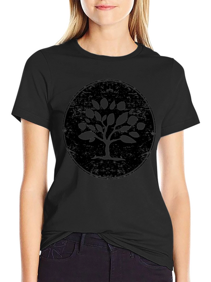 Camiseta Negra con Diseño de Árbol Circular