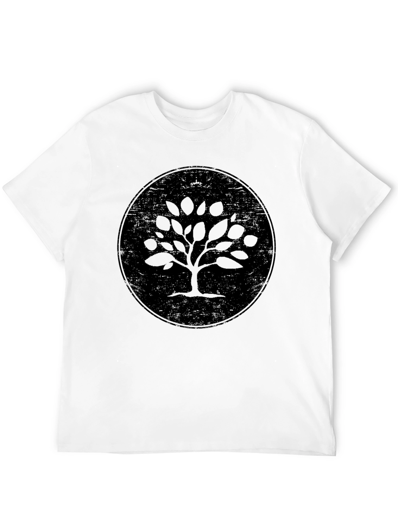 Camiseta Negra con Diseño de Árbol Circular