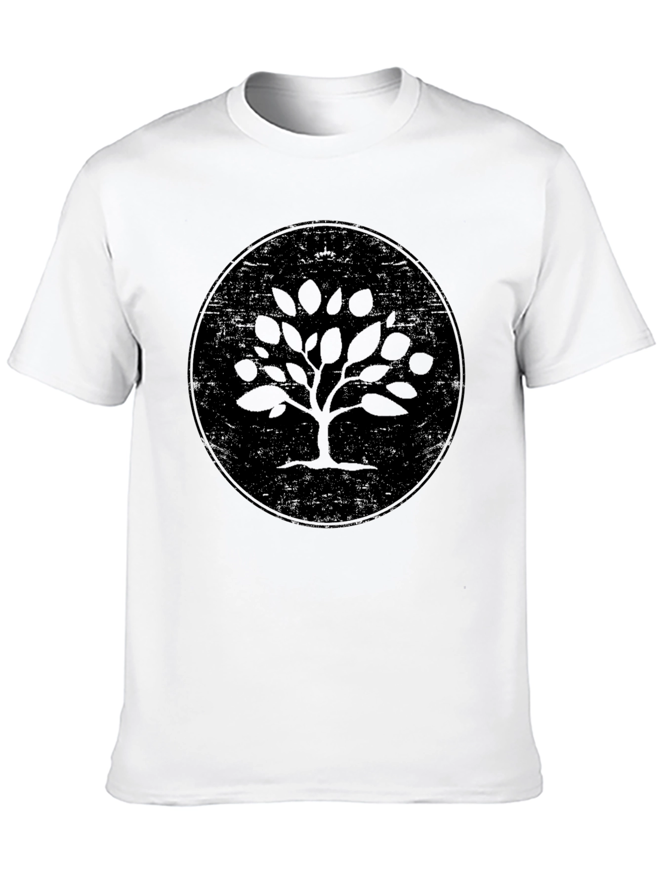 Camiseta Negra con Diseño de Árbol Circular