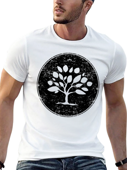 Camiseta Negra con Diseño de Árbol Circular