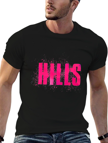 Camiseta Negra Hills Rosa con Diseño Atrevido