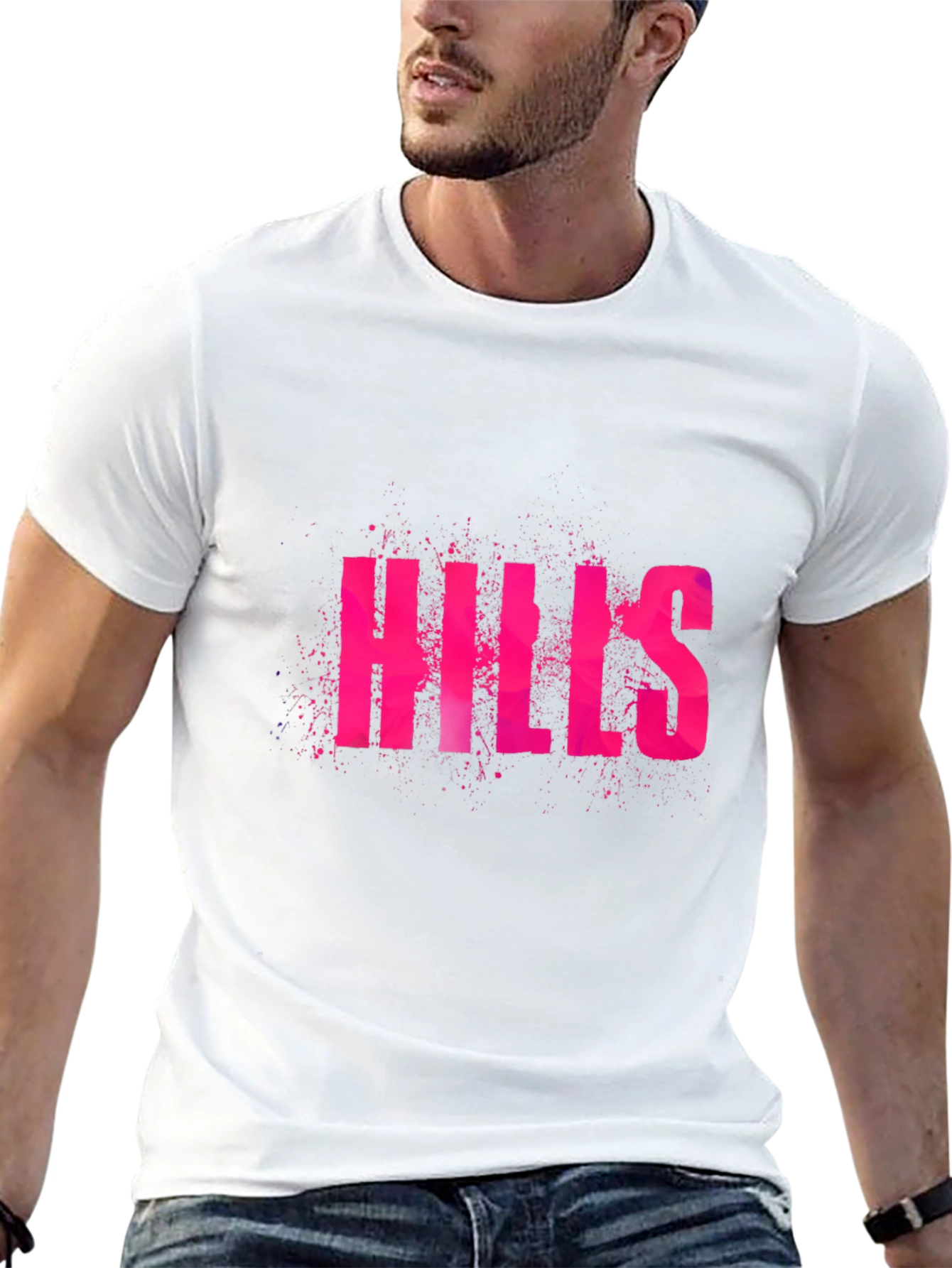 Camiseta Negra Hills Rosa con Diseño Atrevido