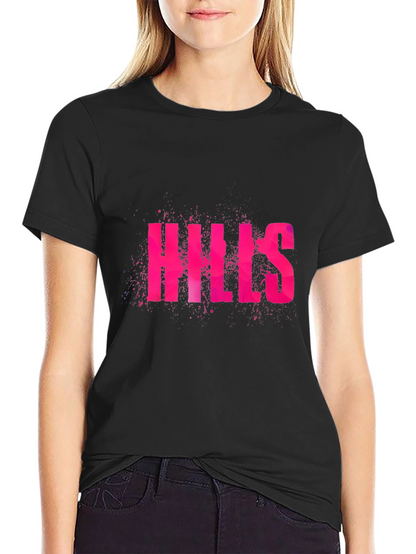 Camiseta Negra Hills Rosa con Diseño Atrevido