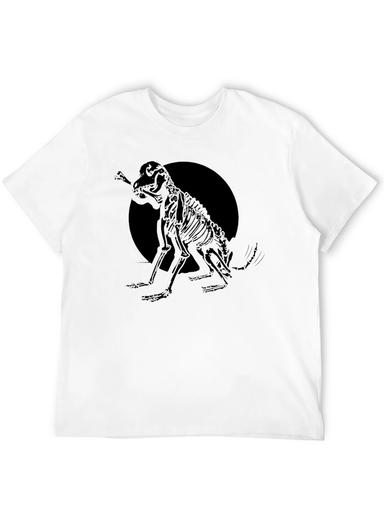 Camiseta Negra Diseño Esqueleto de Perro