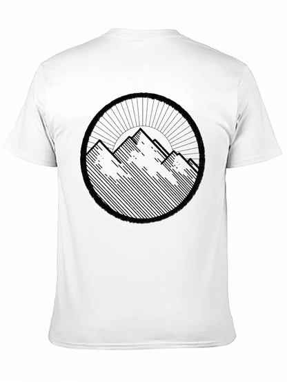 Camiseta Negra Montañas Diseño Circular