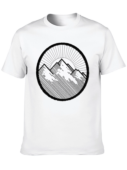 Camiseta Negra Montañas Diseño Circular